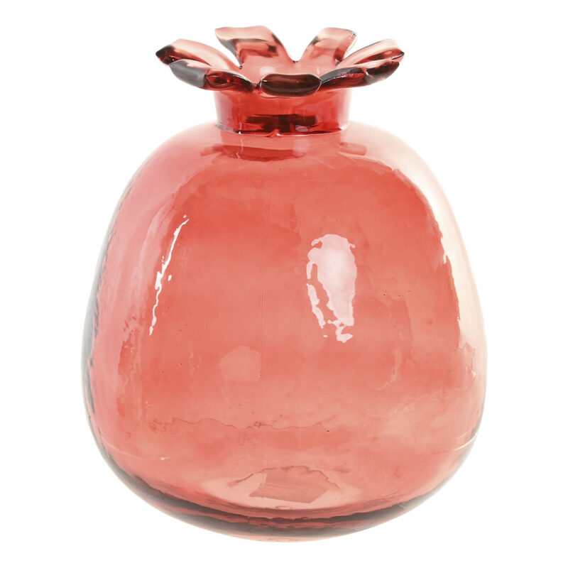 Vaso melograno in vetro dal design decorativo. Elegante, luminoso e simbolico. Perfetto per arricchire mensole, consolle e ambienti moderni o classici.