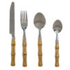 Posate in acciaio con manico bamboo. Eleganti, resistenti e dal design naturale. Perfette per una tavola moderna, accogliente e ricca di stile.