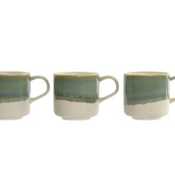 Tazza in porcellana smaltata verde dal design naturale. Elegante, resistente e ricca di sfumature. Perfetta per caffè, tè e tisane con stile.