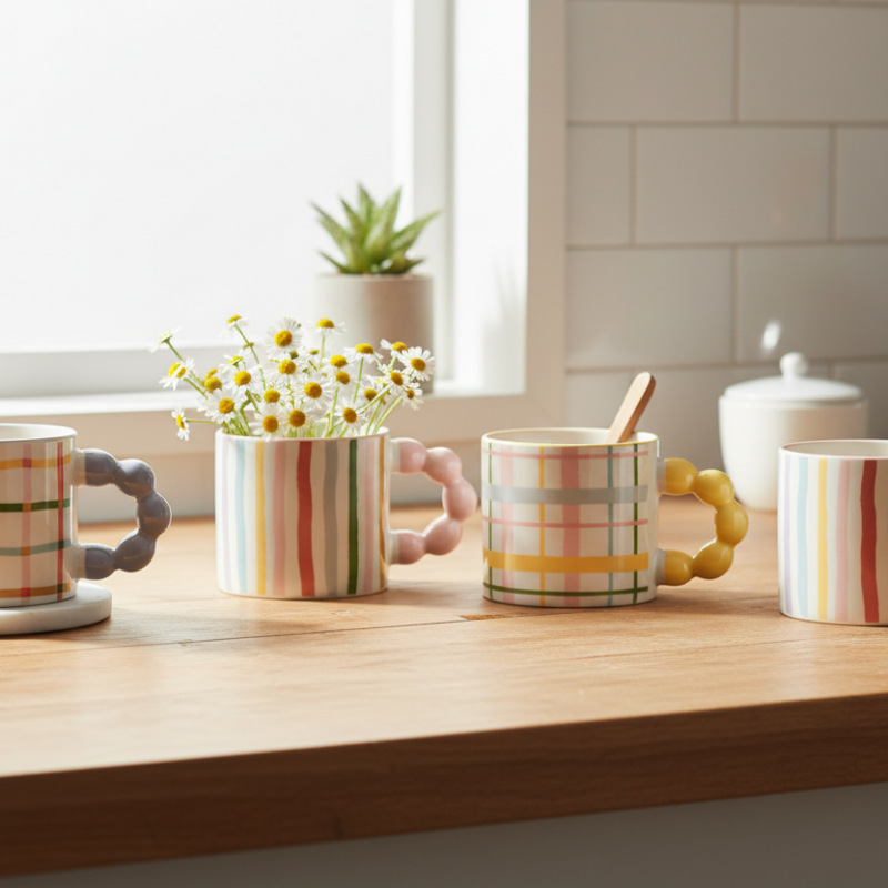 Alternative view of Tazza Porcellana Righe Colorate SAVINO COLLECTION