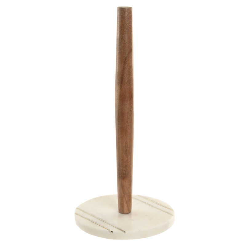 Portarotolo da cucina in marmo e acacia. Elegante, stabile e moderno. Perfetto per cucine curate, minimaliste o contemporanee.