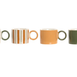 Tazze in porcellana a righe. Moderne, colorate e resistenti. Perfette per caffè, tè e tisane. Ideali per cucine contemporanee e ambienti creativi.