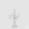 Candelabro Cinque Fuochi Trasparente EDG: design elegante, vetro raffinato e luce calda per creare atmosfere accoglienti e valorizzare ogni ambiente.