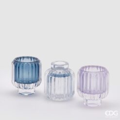 Portacandela in Vetro Colorato Reversibile EDG: design moderno, colori eleganti e luce calda per decorare la casa con stile e versatilità.