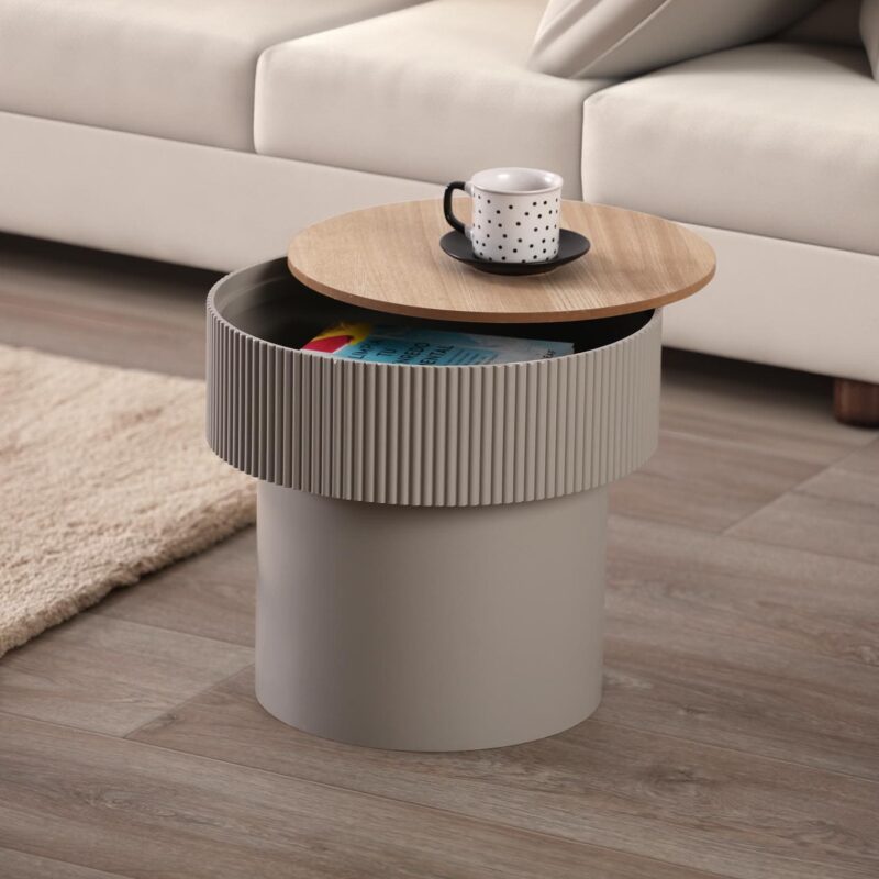 Alternative view of Tavolino Rotondo Contenitore Grigio VERSA