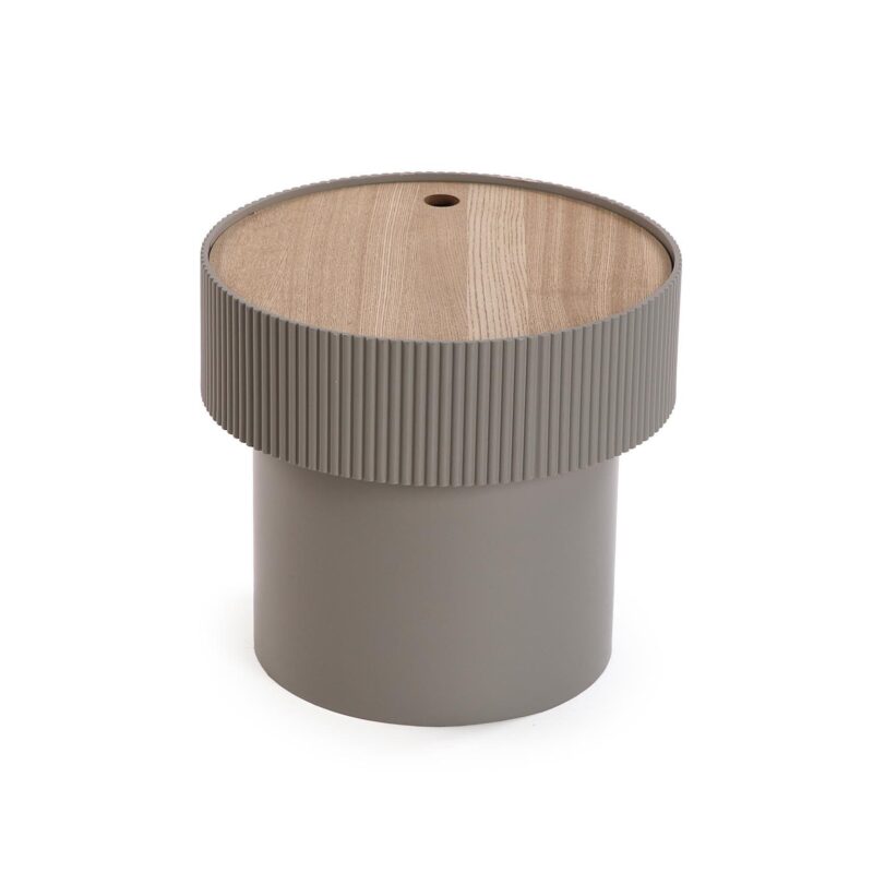 Tavolino rotondo contenitore in legno. Moderno, pratico e salvaspazio. Perfetto per soggiorno, camera o ingresso. Non fartelo scappare!