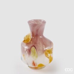 Vaso Farfalle Rosa EDG: vetro elegante, farfalle dorate e sfumature delicate per decorare la casa con romanticismo, luce e stile raffinato.