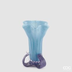 Vaso Flower Azzurro in Vetro 25 cm EDG: design floreale, vetro luminoso e dettagli artistici per decorare la casa con freschezza, colore e stile contemporaneo.