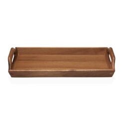Vassoio da cucina in acacia naturale, resistente ed elegante. Perfetto per servire e decorare con stile ogni ambiente della casa.