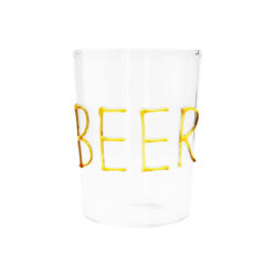 Bicchiere in vetro con scritta “Beer” WD Lifestyle. Moderno, resistente e ideale per servire birre chiare, ambrate o analcoliche.