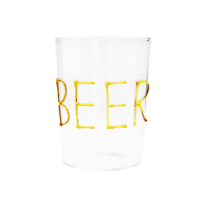 Bicchiere in vetro con scritta “Beer” WD Lifestyle. Moderno, resistente e ideale per servire birre chiare, ambrate o analcoliche.