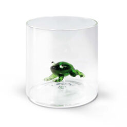 Bicchiere in vetro 250 ml con rana WD Lifestyle. Leggero, resistente e decorativo, perfetto per bevande calde e fredde o come oggetto d’arredo.