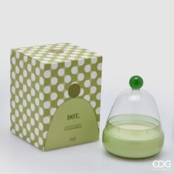 Candela Dot a Cupola Fico e Gardenia EDG: design moderno, colori freschi e profumo elegante di fico e gardenia per un’atmosfera naturale.