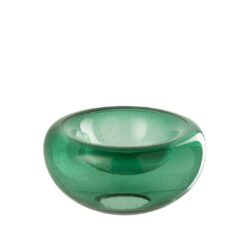 Centrotavola in vetro verde smeraldo J‑Line: design elegante, colore intenso e qualità artigianale per decorare tavoli e ambienti con stile.