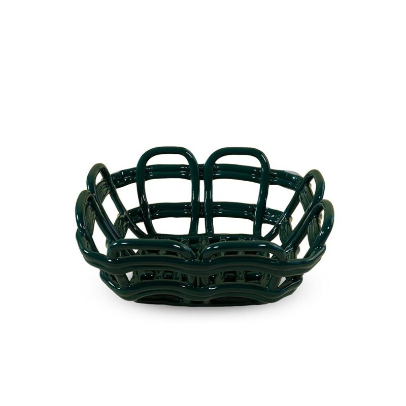 Cestino centrotavola verde in stoneware WD Lifestyle. Moderno, resistente e decorativo, perfetto per tavole, cucine e ambienti dal design contemporaneo.