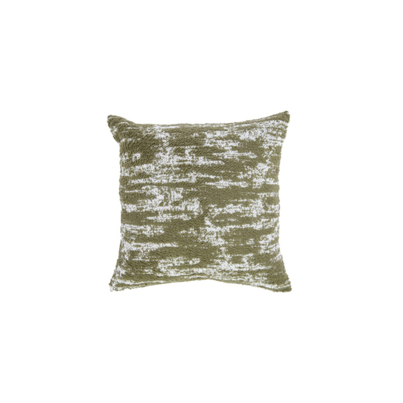 "Cuscino verde e bianco 45x45 Light & Living: texture naturale, stile moderno e colori freschi per valorizzare divani e letti."