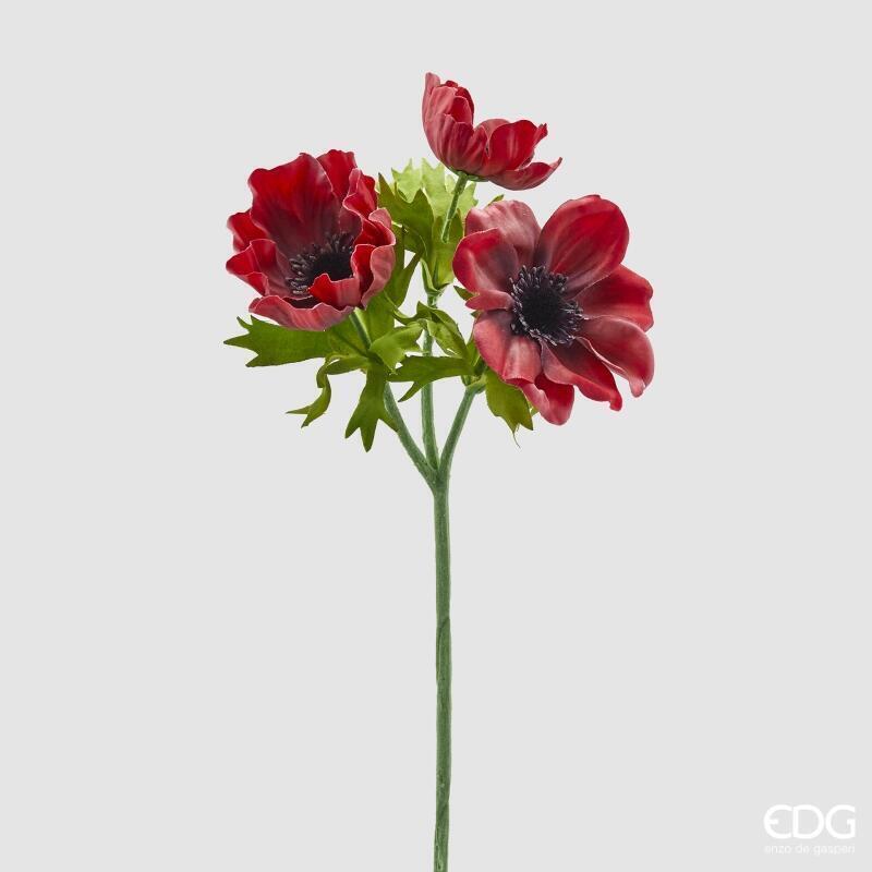 Anemone artificiale rosso EDG: petali realistici, centro scuro e stelo modellabile. Elegante, vivace e perfetto per composizioni moderne.