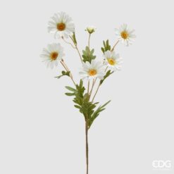 Margherita artificiale bianca EDG: petali realistici, cuore giallo e stelo modellabile. Perfetta per composizioni naturali e decorazioni luminose.