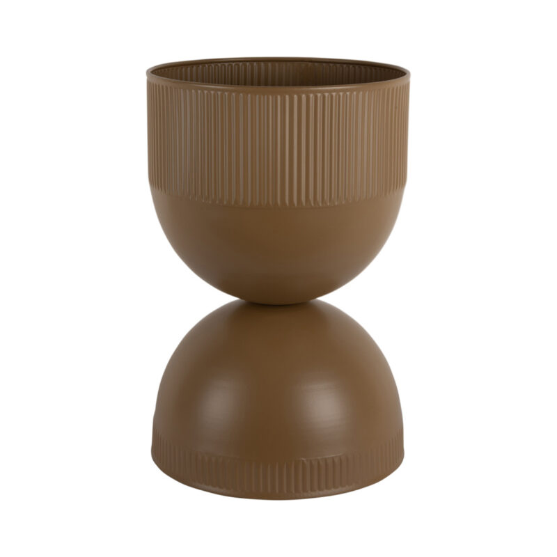 Portapiante in metallo marrone 39 cm Present Time: design moderno a clessidra, finitura elegante e struttura stabile. Perfetto per valorizzare piante
