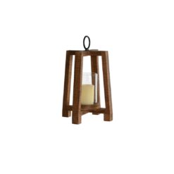 Portacandela in legno con cilindro in vetro: design naturale e moderno, ideale per creare atmosfere calde in casa, su tavoli, mensole e ambienti relax.