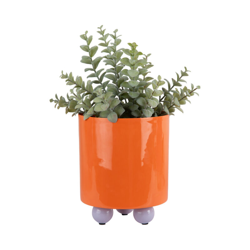 Portavaso in Metallo Arancione 21cm PRESENT TIME - immagine 3