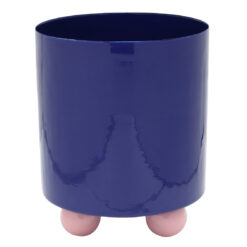 Portavaso in metallo blu Present Time: design moderno con base a sfere, colore elegante e stile contemporaneo. Perfetto per piante e decorazioni.