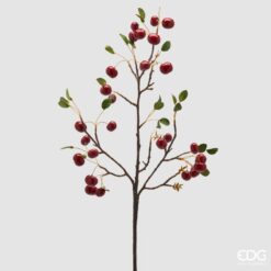 Ramo di ciliegie artificiali EDG: frutti lucidi e realistici, foglie naturali e stelo modellabile. Perfetto per decorazioni vivaci e composizioni