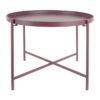 Tavolino in metallo malva scuro Present Time: design moderno, bordo rialzato e struttura leggera. Perfetto come tavolino laterale, da salotto o d’ingresso.