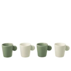 Alternative view of Set 4 Tazzine in Ceramica Verde e Bianca J-LINE