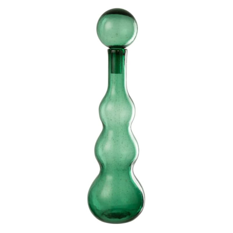Vaso bottiglia verde smeraldo J‑Line: design scultoreo in vetro, elegante e moderno, perfetto per decorare con stile ogni ambiente.