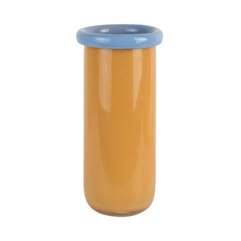 Vaso in vetro colorato giallo Present Time: design moderno, colori vivaci e finitura lucida. Perfetto per fiori e oggetto decorativo in ambienti moderni.