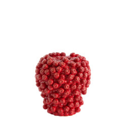 "Vaso in ceramica frutti rossi: design moderno, texture tridimensionale e colore brillante per ambienti di carattere."
