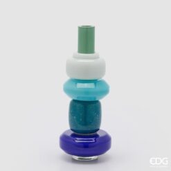 Vaso in vetro a strati blu EDG: design scultoreo, colori vibranti e lavorazioni artistiche. Perfetto per decorazioni moderne e ambienti contemporanei.