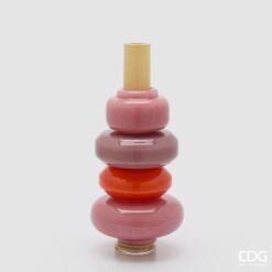 Vaso a strati rosa EDG: design moderno, colori vivaci e forme geometriche sovrapposte. Perfetto come oggetto decorativo o per composizioni floreali.