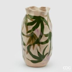 Vaso Jungle EDG in ceramica verde e rosa: decorazione materica, bordo irregolare e stile naturale. Perfetto per ambienti boho, tropical e moderni.