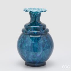 Vaso Macula EDG in vetro blu fatto a mano: effetto maculato, bordo ondulato e design artistico. Elegante, unico e perfetto per decorazioni moderne.