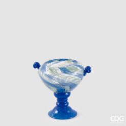 Vaso Pennellate Marea in vetro EDG: design artistico con pennellate blu e verdi, perfetto per decorare ambienti moderni con un tocco marino elegante.