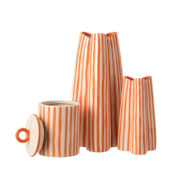 Alternative view of Vaso a righe Avorio e Arancioni in ceramica J‑LINE