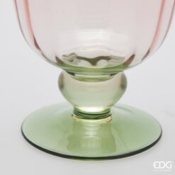 Alternative view of Vaso in Vetro a Coppa Rigato Verde Rosa EDG