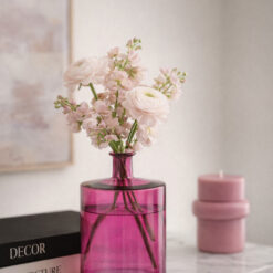 Alternative view of Vaso Moderno Rosa in Vetro 26cm J-LINE