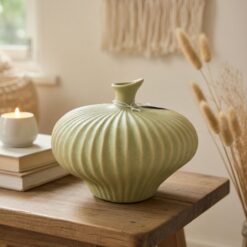 Alternative view of Vaso Verde Rigato in Ceramica 18cm LIGHT & LIVING
