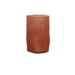 Vaso in vetro opaco color terracotta Savino Collection: texture materica, design moderno e tonalità calda. Perfetto come centrotavola o oggetto decorativo.