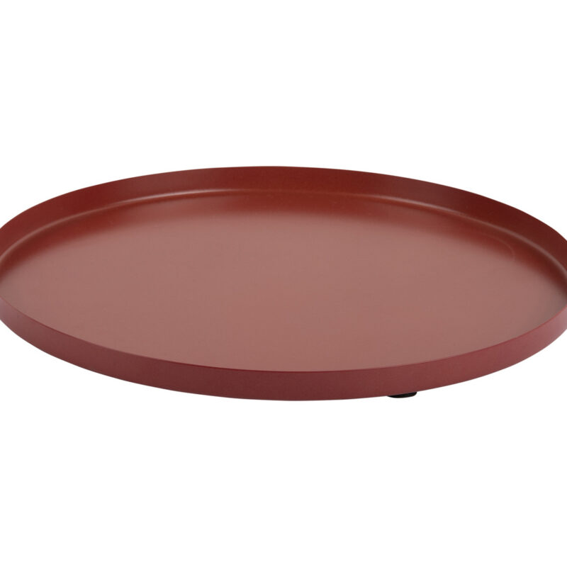 Vassoio in metallo rosso scuro Present Time: design moderno, bordo rialzato e stile elegante. Perfetto come centrotavola, vassoio da servizio