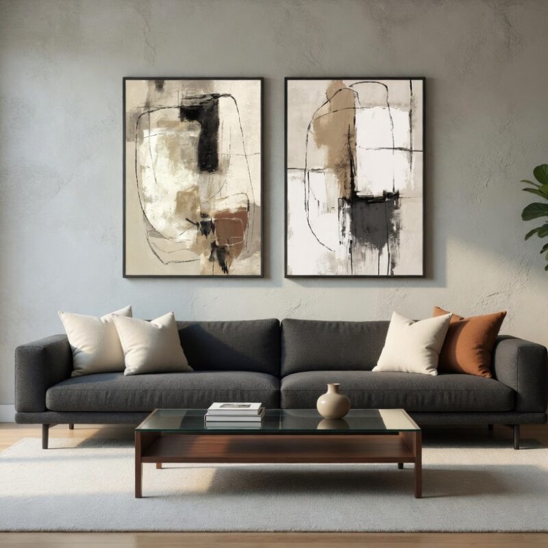 Alternative view of Quadro Astratto Terre Neutre SAVINO COLLECTION