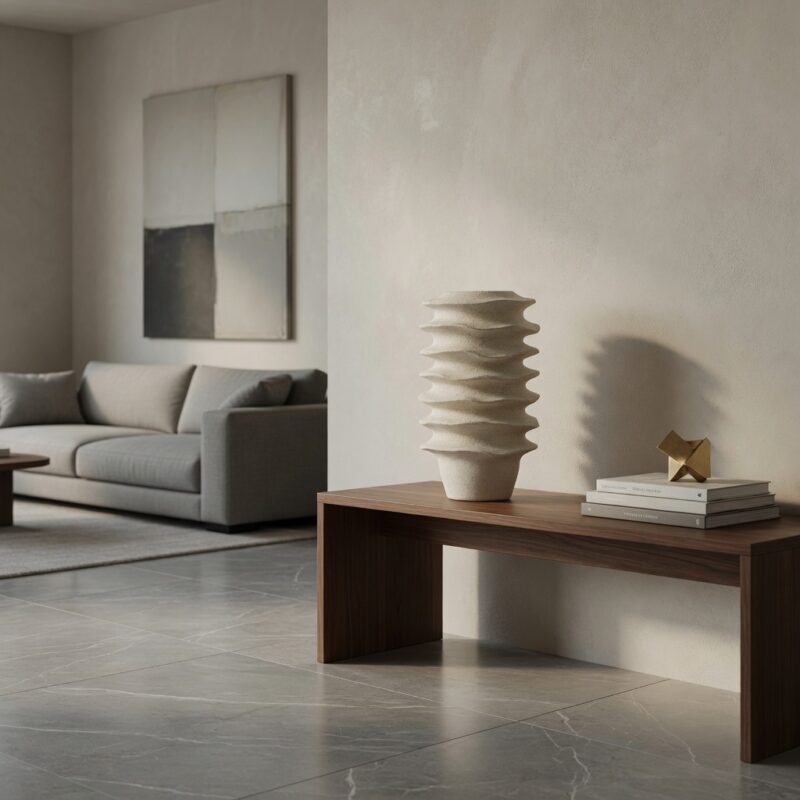 Alternative view of Vaso Moderno Onde Stratificate in Resina 47cm SAVINO COLLECTION