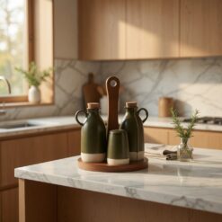 Alternative view of Menage da Cucina Verde con Base Acacia SAVINO COLLECTION