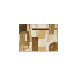 Quadro astratto 100×140 con rilievi acrilici e cornice in legno. Toni caldi e forme geometriche per arredare con eleganza moderna.