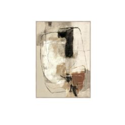 Quadro astratto 100×140 con cornice in legno. Toni neutri e contrasti moderni per arredare salotti, ingressi e uffici con stile contemporaneo.