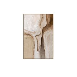 Quadro astratto 100×150 con cornice in legno. Toni naturali e forme fluide per arredare salotti, ingressi e uffici con eleganza contemporanea.