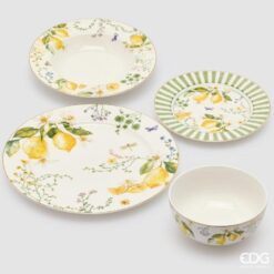 Servizio di piatti limoni EDG 24 pezzi in ceramica New Bone China. Fresco, elegante e perfetto per ogni tavola. Scopri i nostri piatti